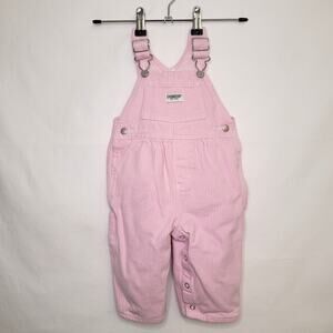 Vintage Osh Kosh B'Gosh Pink White Pinstripe Overalls Girls Toddler 18 Months
